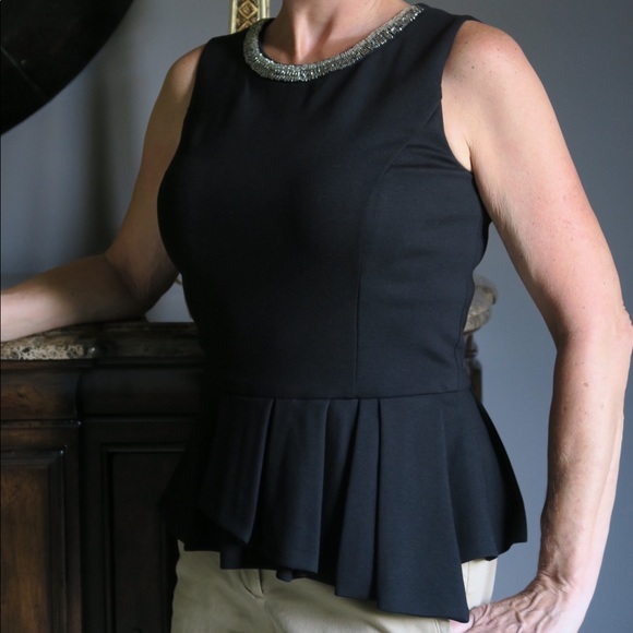 Dark Grey Beaded Neckline Top - Picture 3 of 5